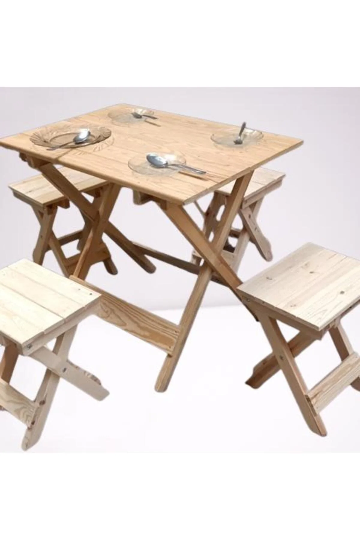 Piknik Seti Katlanabilir HAM 90391Çam Ağac AZ Yer İşgal Eder Çok İş Yapar El Yapım Piknik Seti Katlanabilir HAM 90391Çam Ağac AZ Yer İşgal Eder Çok İş Yapar El Yapım - Görsel 2