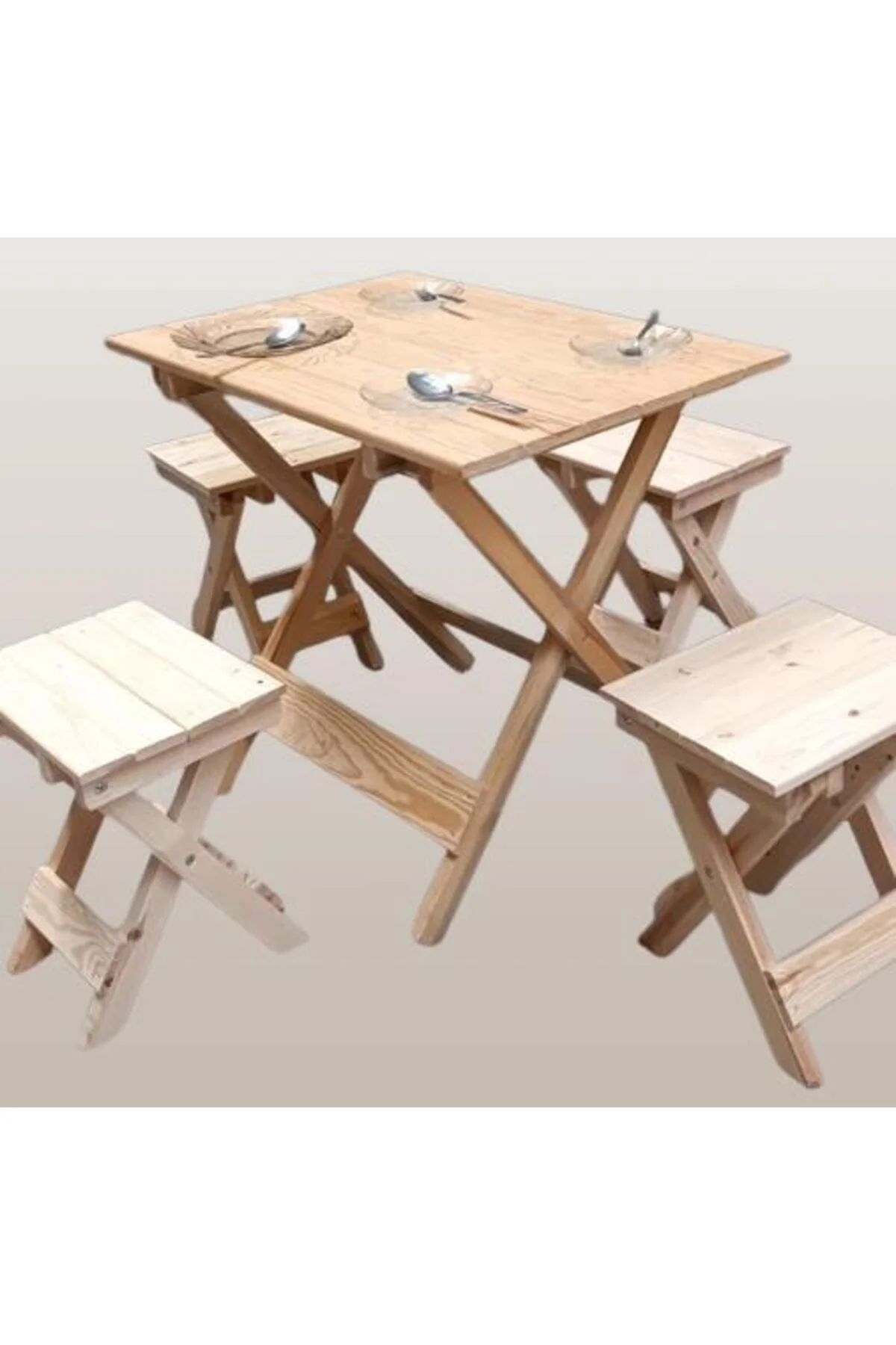Piknik Seti Katlanabilir HAM 90391Çam Ağac AZ Yer İşgal Eder Çok İş Yapar El Yapım Piknik Seti Katlanabilir HAM 90391Çam Ağac AZ Yer İşgal Eder Çok İş Yapar El Yapım - Görsel 7