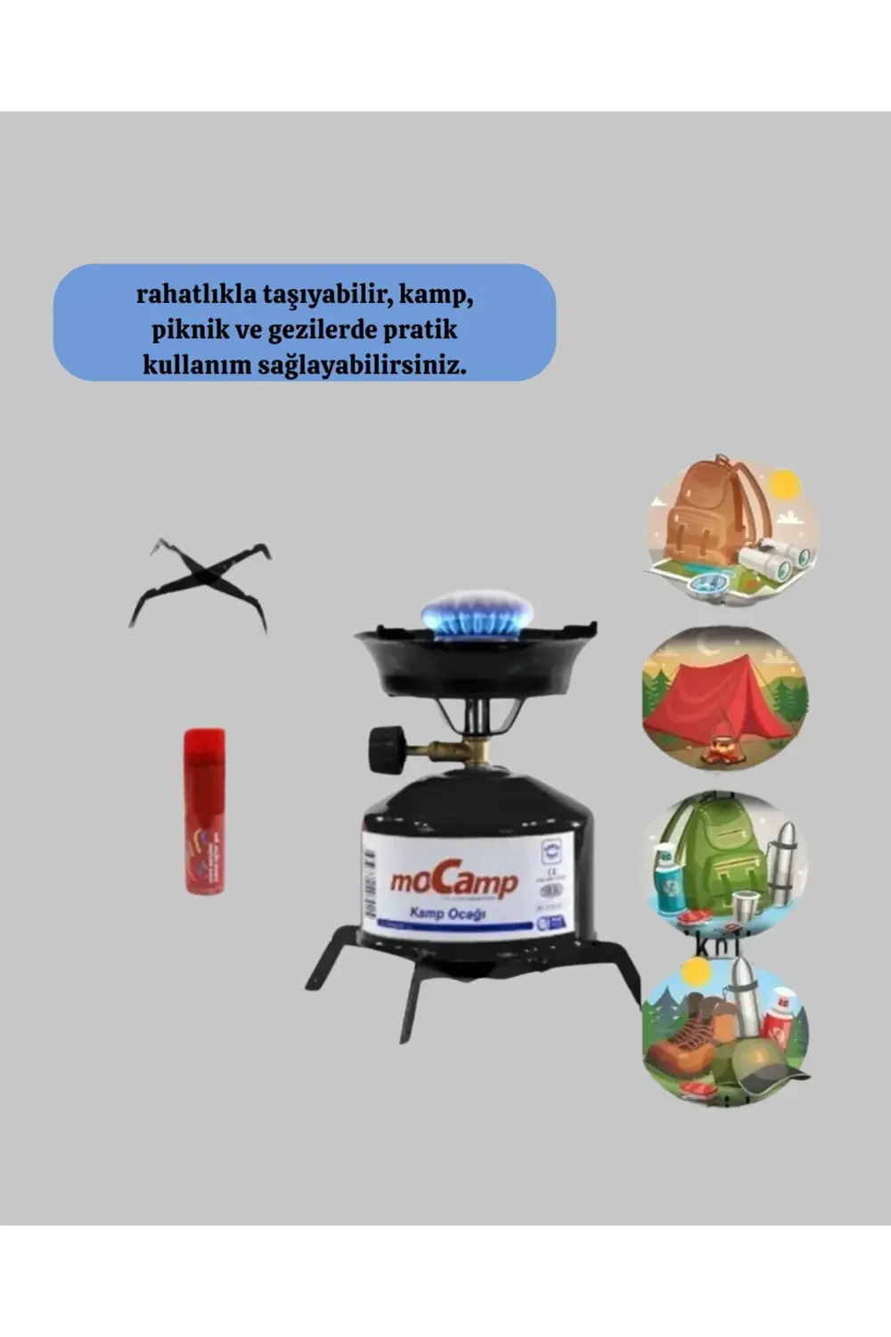 Piknik ve Doğa Yürüyüşü İçin Taşınabilir Kamp Ocağı