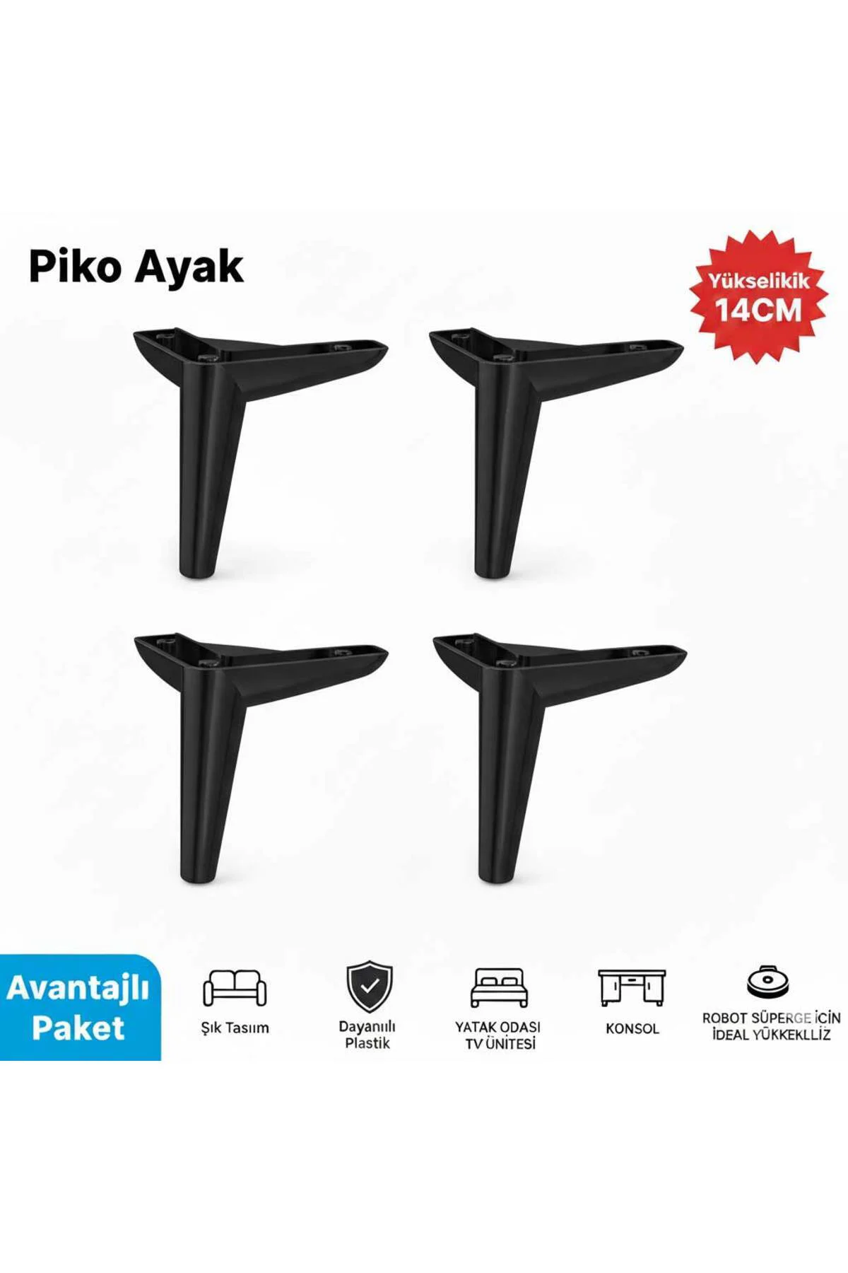 Piko 14 cm(4 Adet) Koltuk Baza Tv Ünitesi Yatak Odası Konsol Çocu
