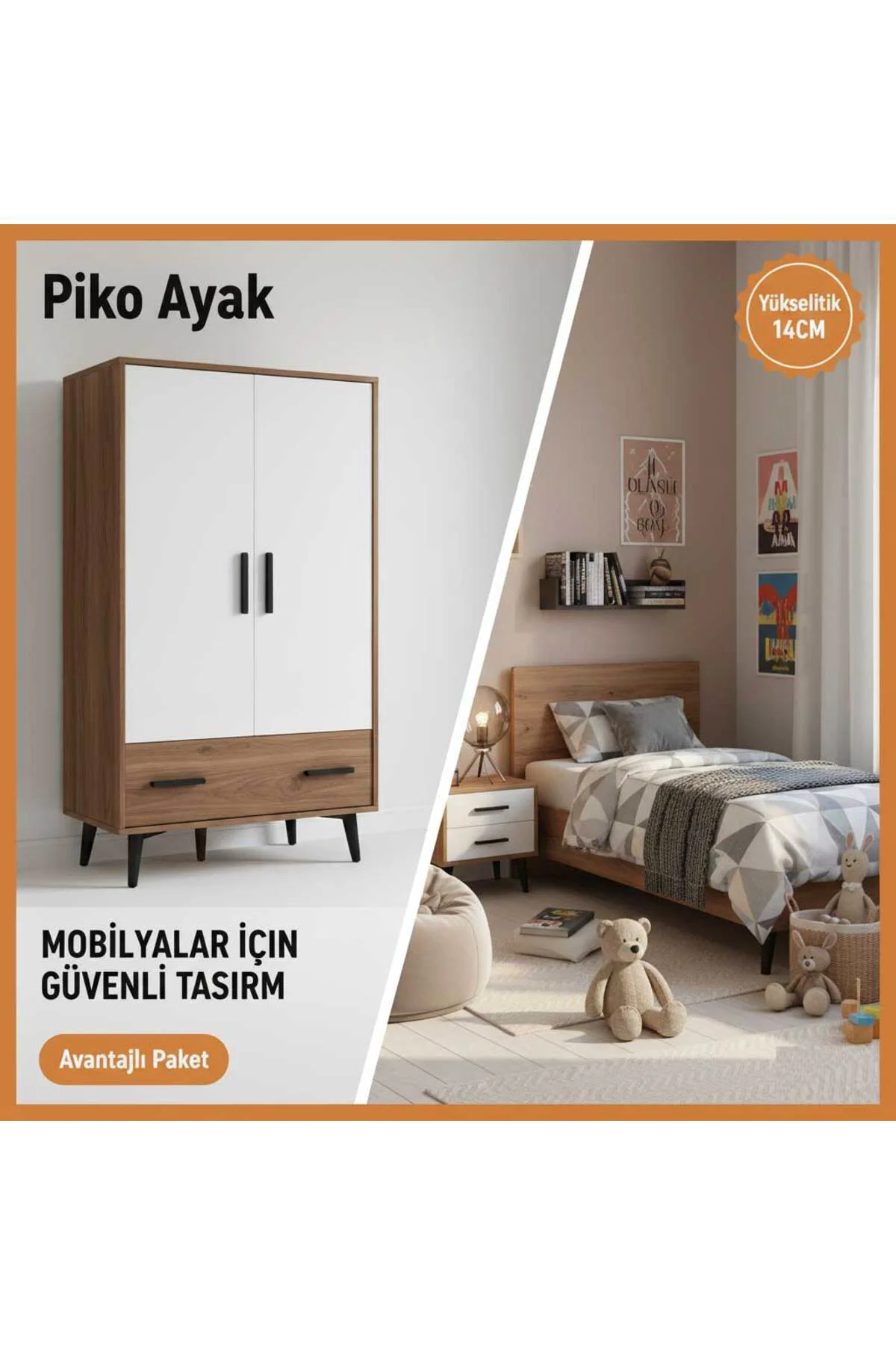 Piko 14 cm(4 Adet) Koltuk Baza Tv Ünitesi Yatak Odası Konsol Çocu