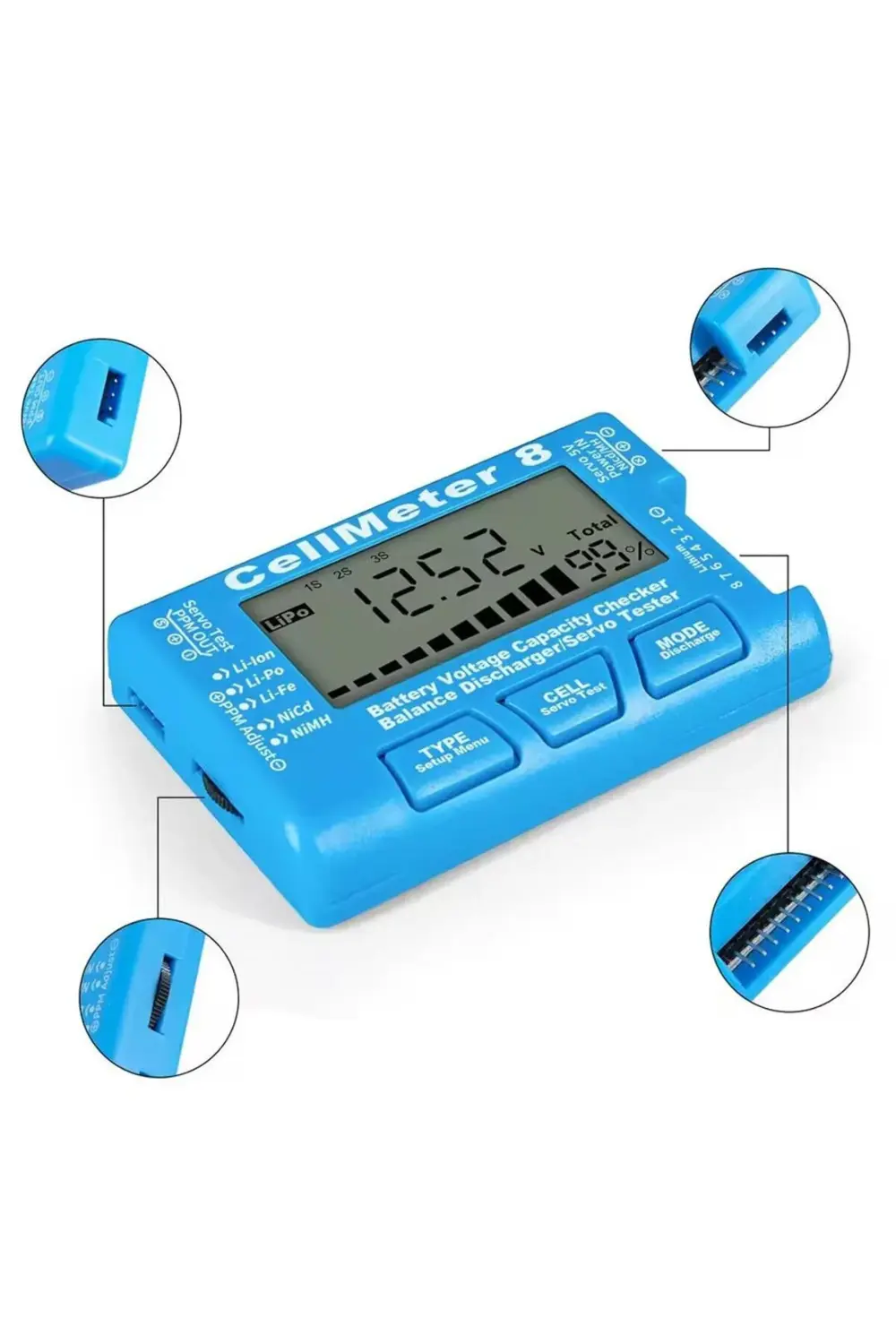 Pil Kapasite Voltaj Test Cihazı RC 1-8S Lipo Lityum NIMH