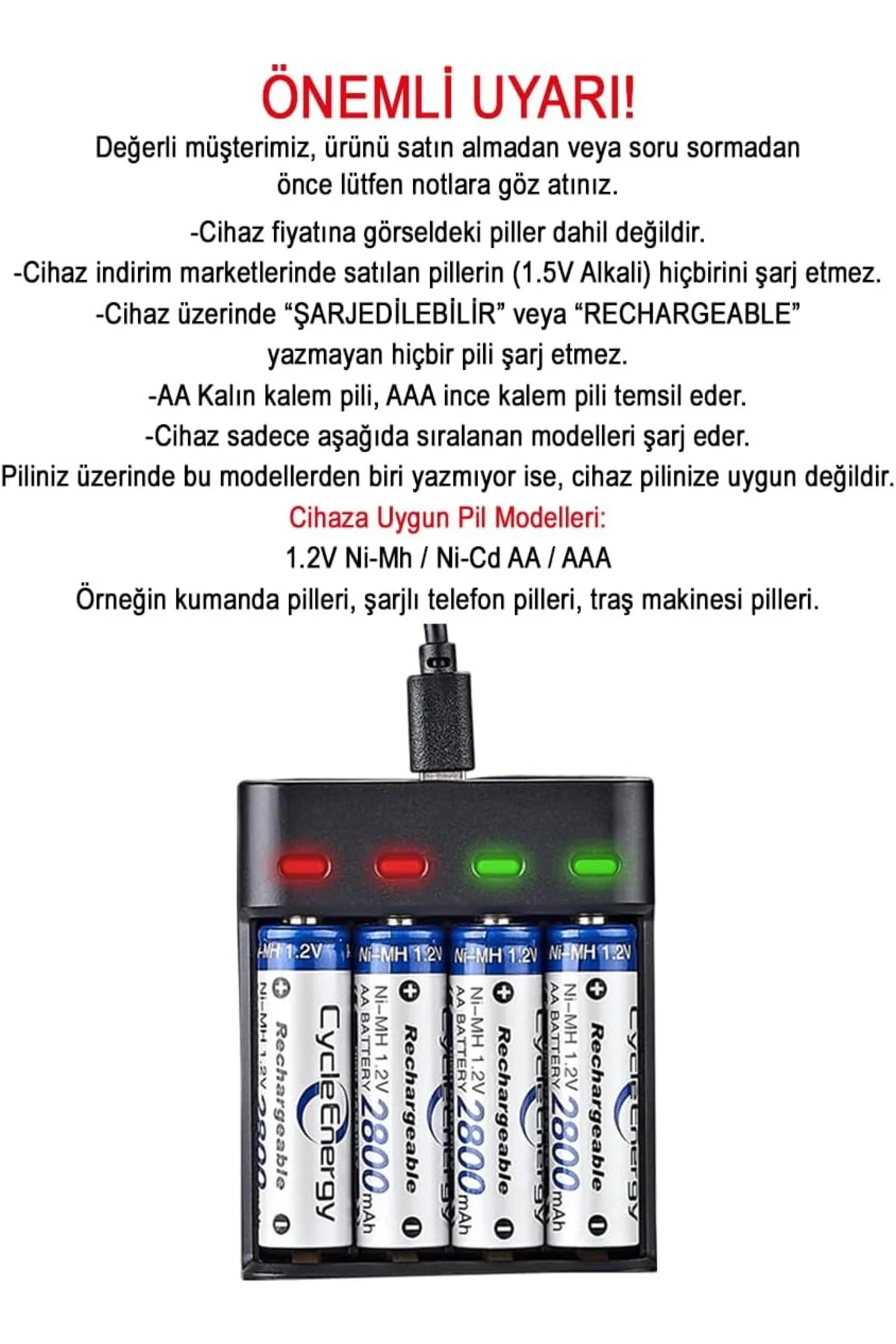 Pil Şarj Cihazı AA/AAA 4 Yuvalı LED Göstergeli, Siyah, GT-BC07 Pil Şarj Cihazı AA/AAA 4 Yuvalı LED Göstergeli, Siyah, GT-BC07 - Görsel 2