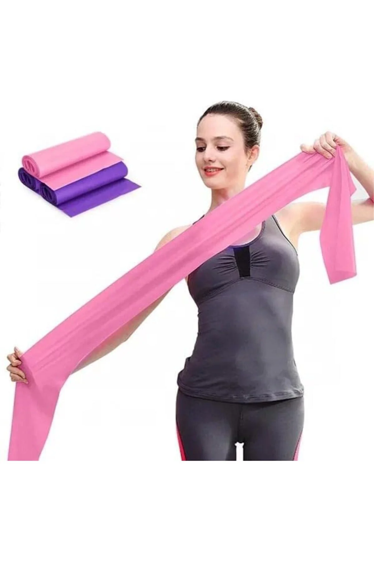 Pilates Bandı Jimnastik Plates Lastiği 120x15 Cm Egzersiz Aerobik