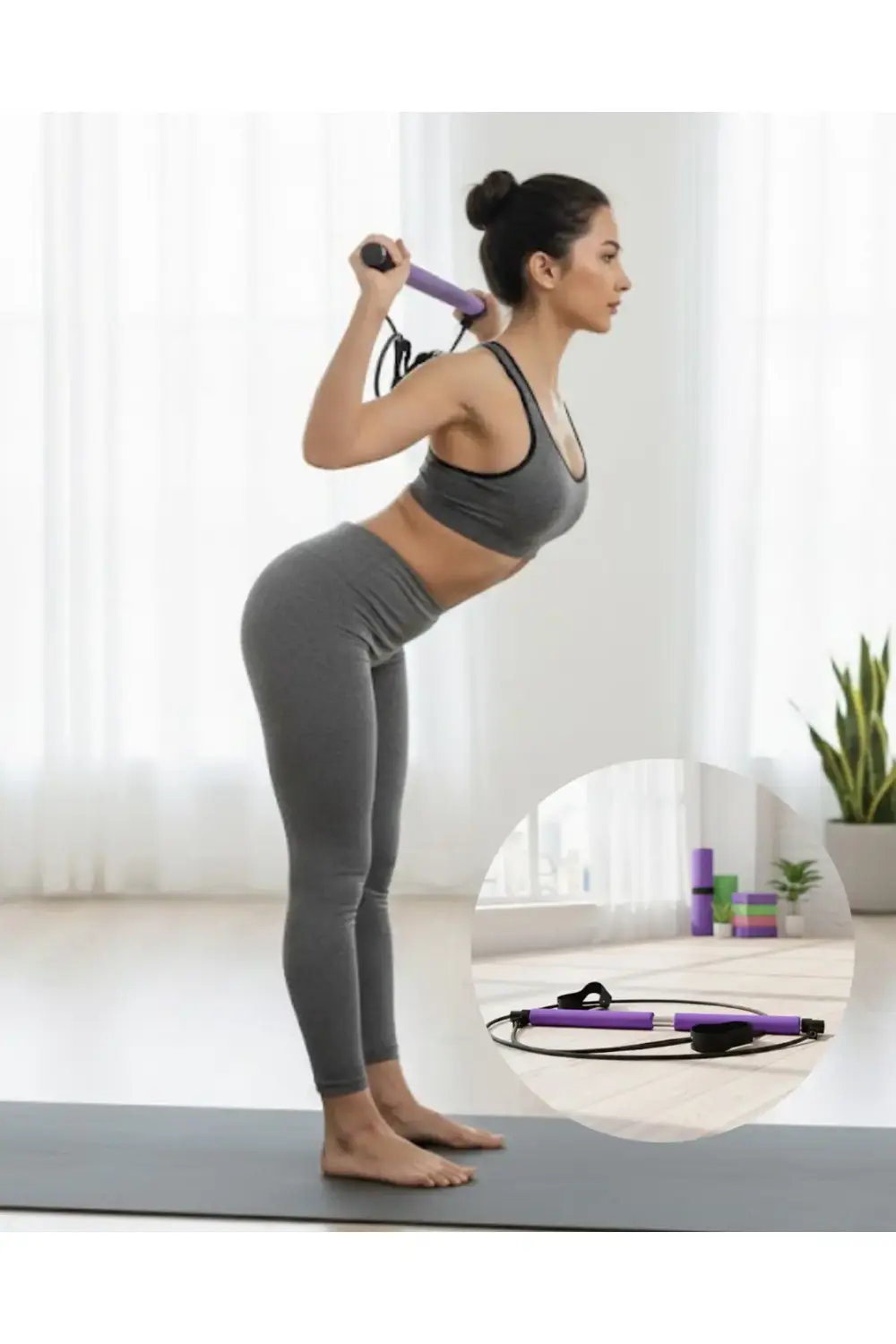 Pilates Bar Direnç Çubuğu Kas Tonlama ve Esneklik Artırıcı Tasarı