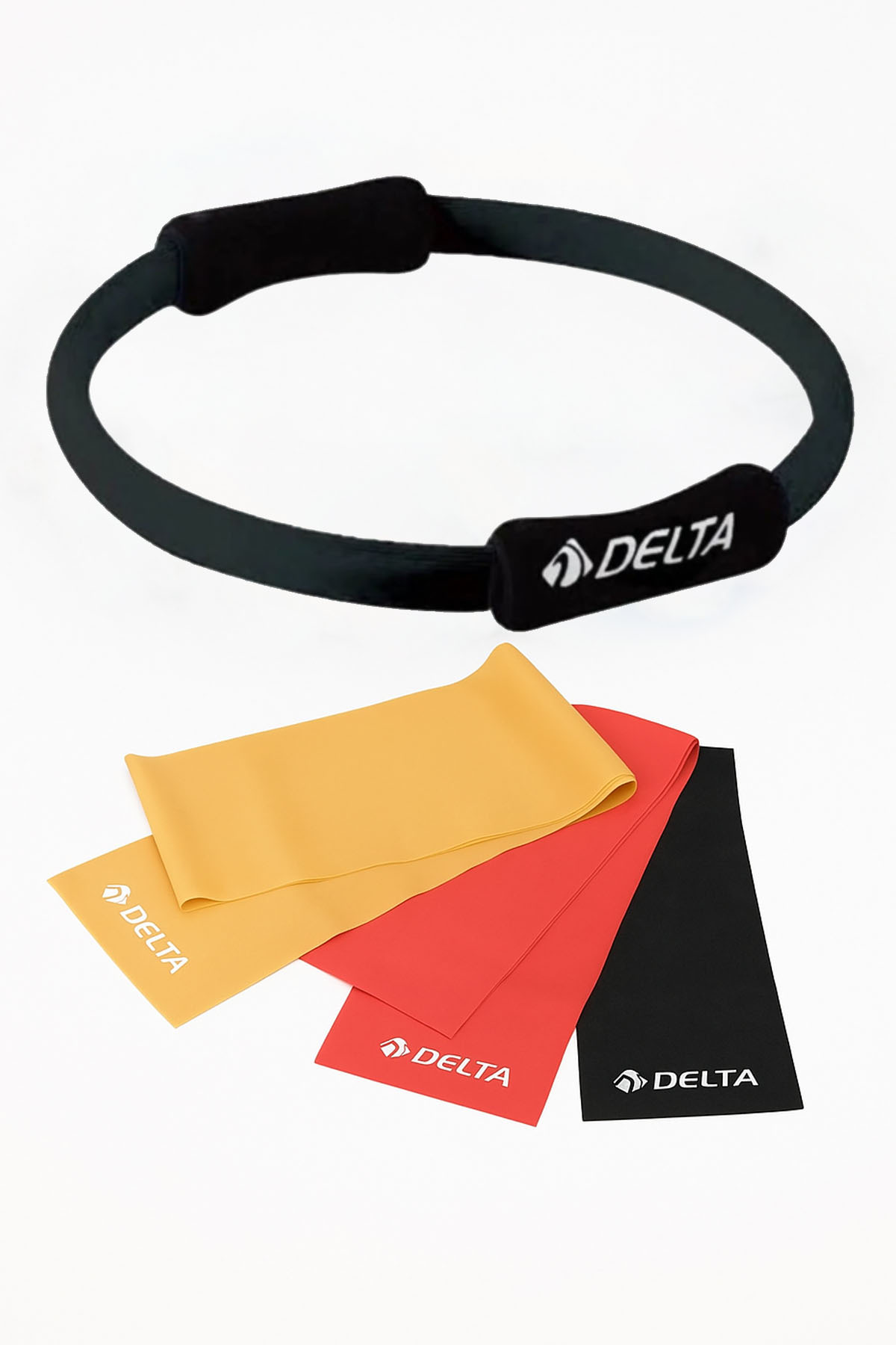 Pilates Çemberi ve 3’lü Direnç Bandı Lastiği Seti – Evde Fitness,