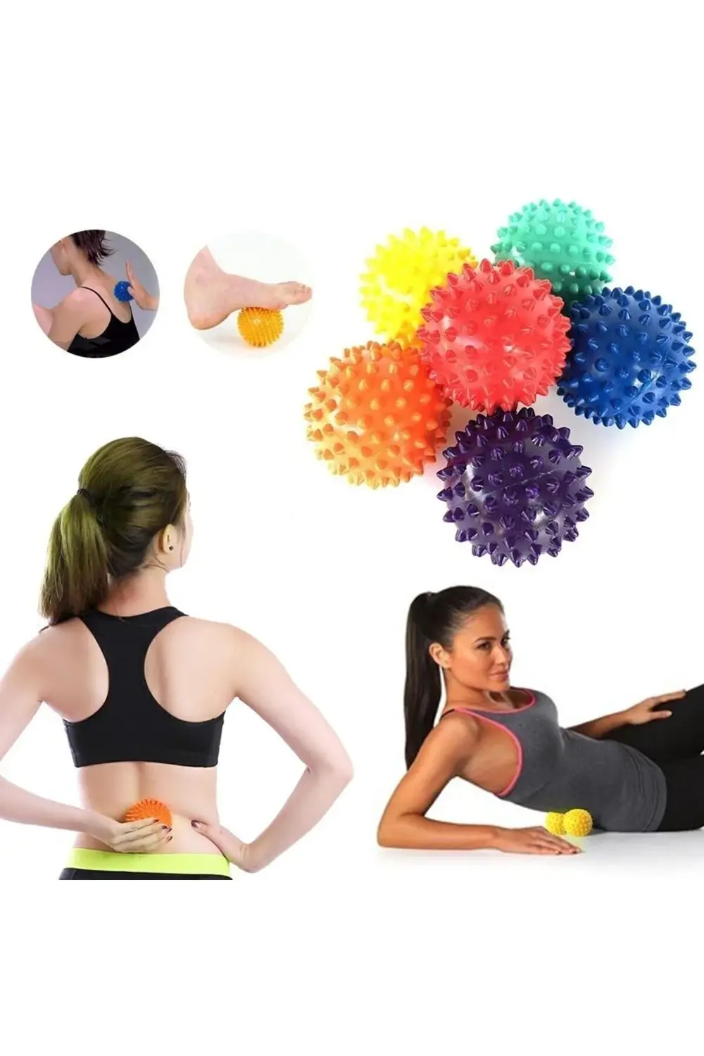 Pilates Masaj Topu 8 Cm Mavi Dikenli Masaj Topu El Sırt Vücut Car