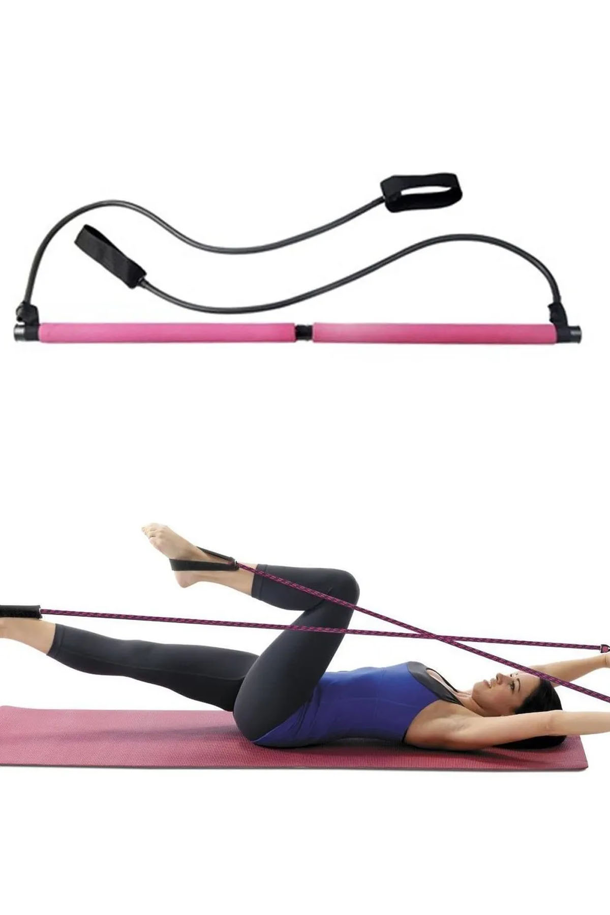 Pilates Seti – Jimnastik Çubuğu Kalın 15 mm Kaymaz Mat Direnç Pil