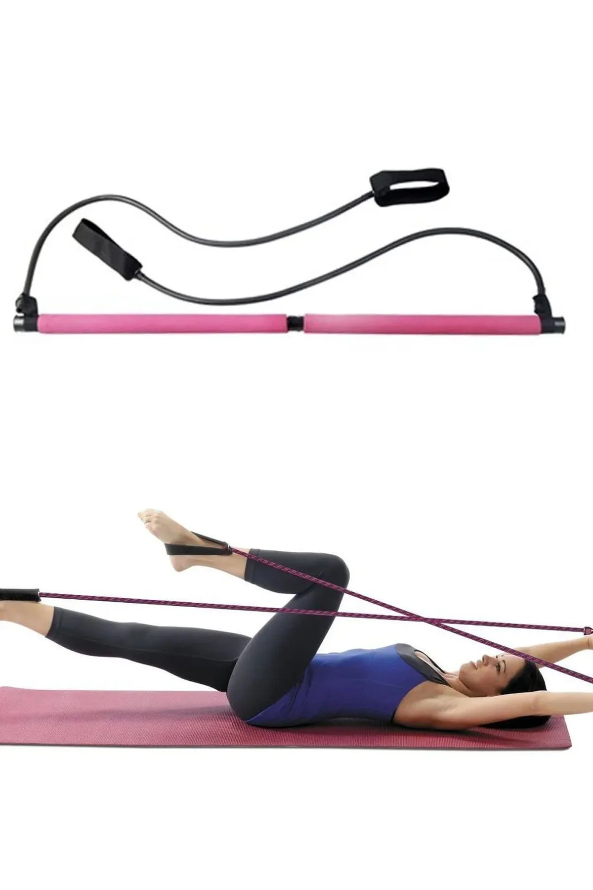 Pilates Seti – Jimnastik Çubuğu Kalın 15 mm Kaymaz Mat Direnç Pil