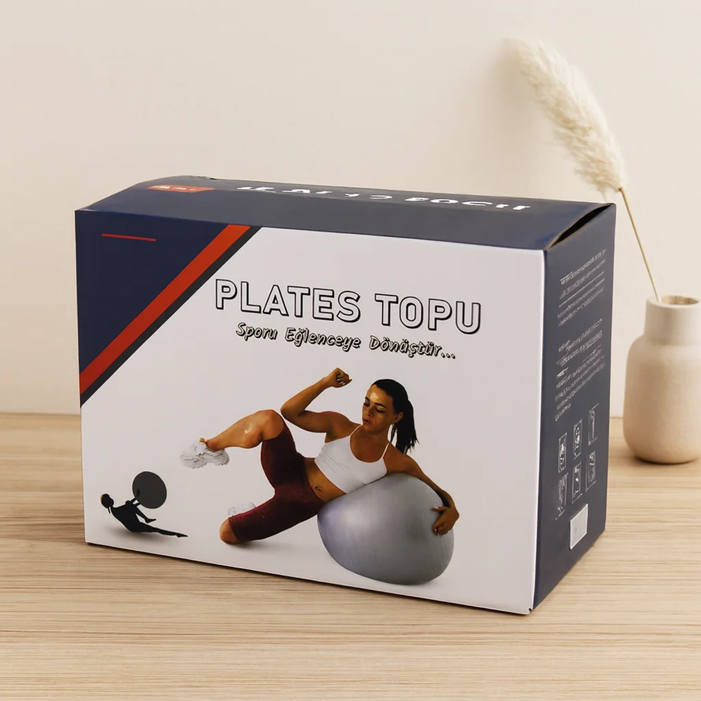 Pilates Topu 60 cm - Renkli Çizgili Plastik Pilates Topu 60 cm - Renkli Çizgili Plastik
