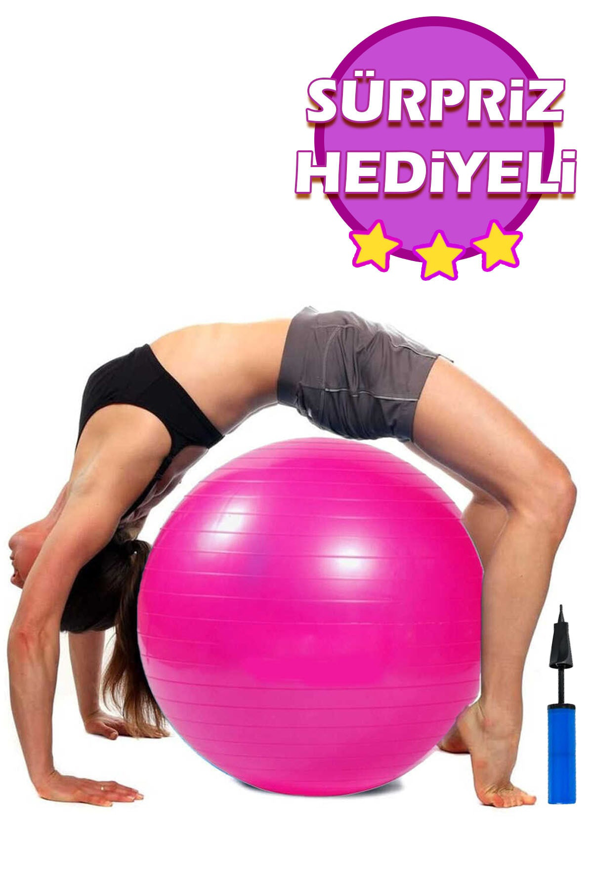 Pilates Topu Seti Pembe 65 Cm Deluxe Yoga Plates Egzersiz Topu Ba