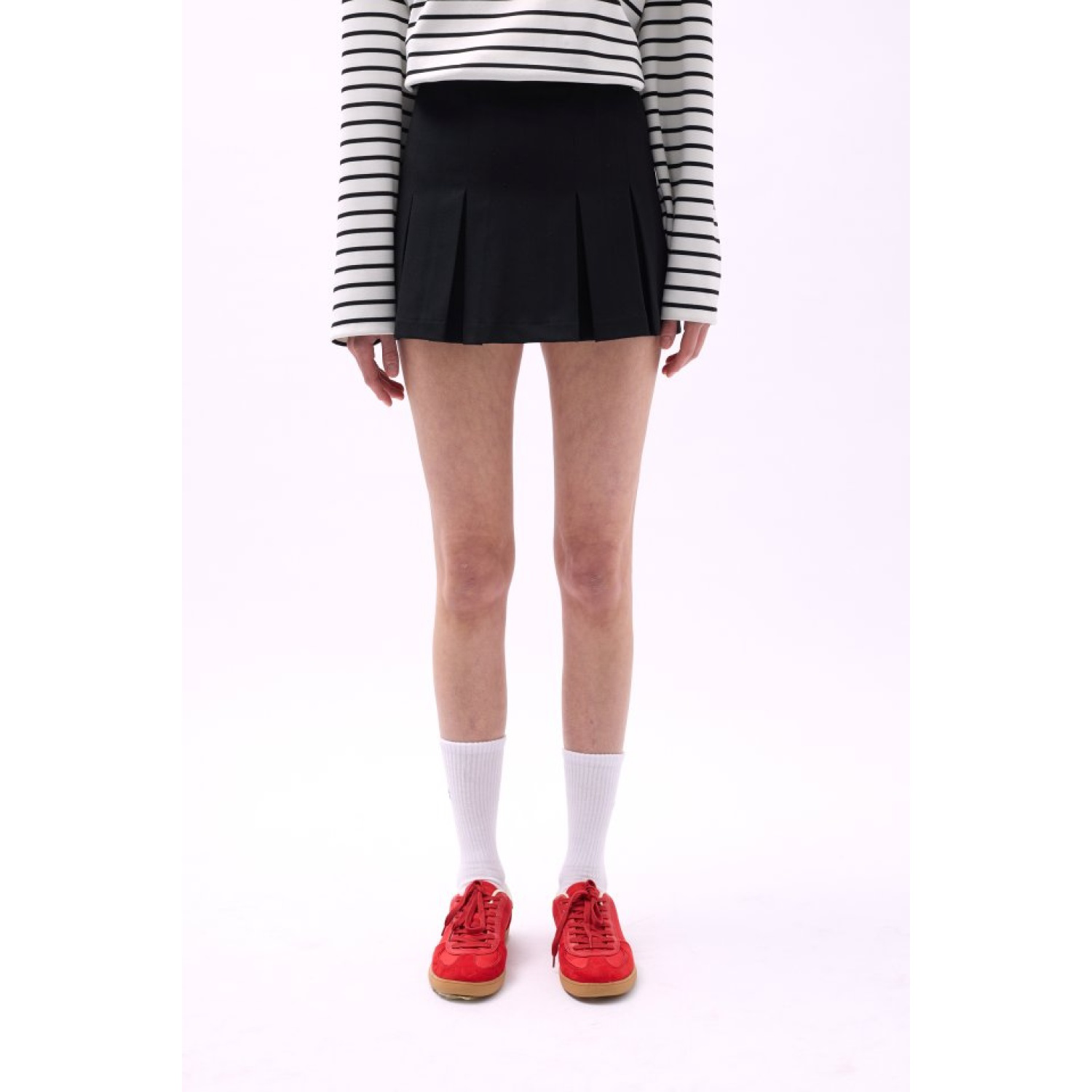 Pileli Yüksek Bel Mini Etek