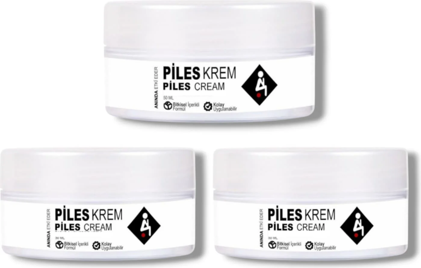 Piles Cream Bitkisel İçerikli Anında Etkili Hemoroid Bakım Kremi – 50 ml x 3 Adet | Doğal Çözüm