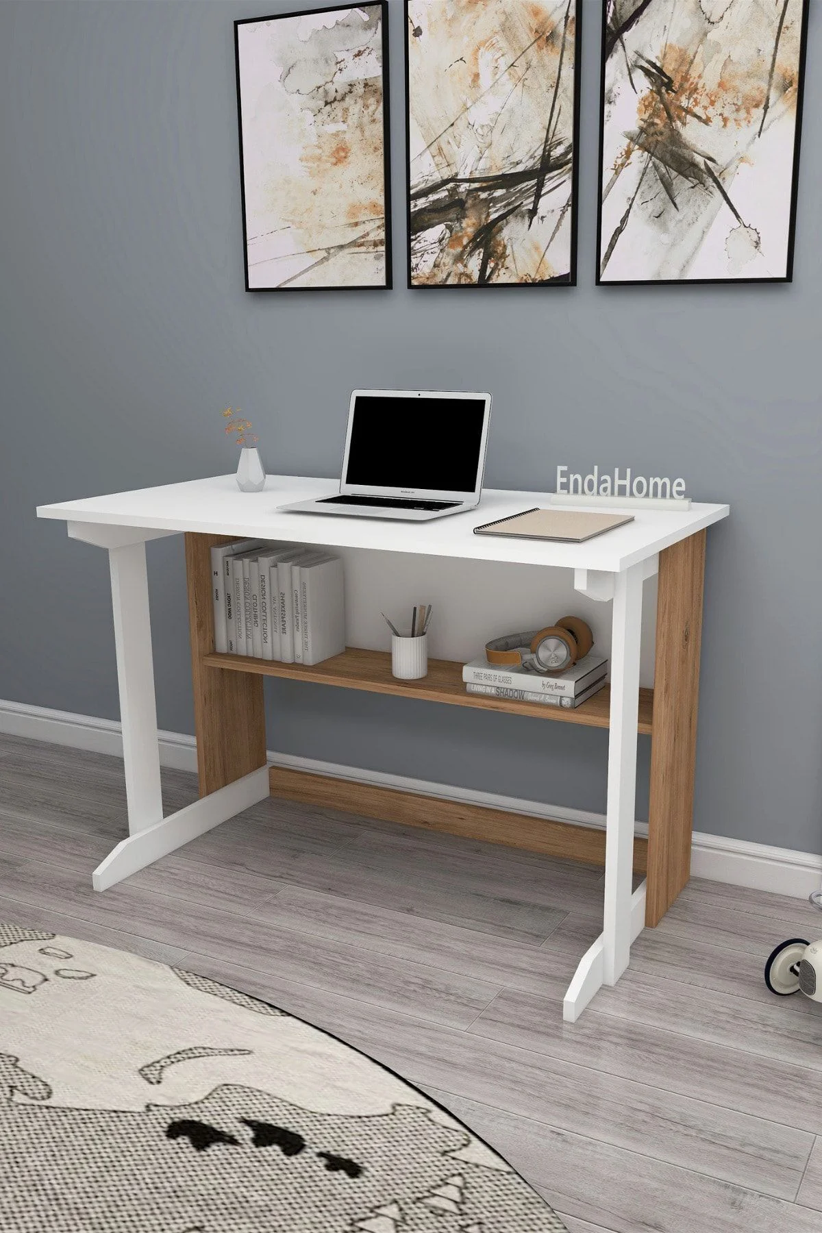Pillar Kütüphaneli Geniş Çalışma Masası 100x56 Cm Çam - Beyaz Pillar Kütüphaneli Geniş Çalışma Masası 100x56 Cm Çam - Beyaz