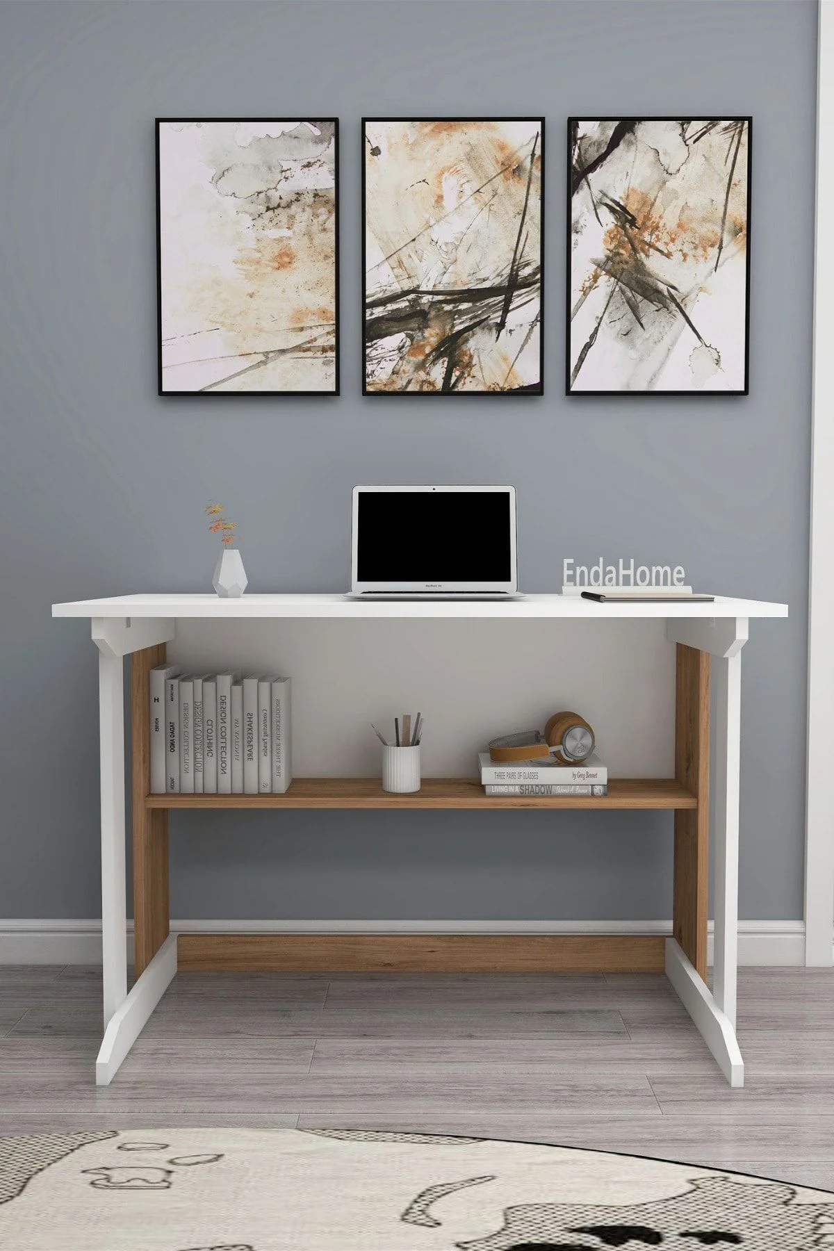 Pillar Kütüphaneli Geniş Çalışma Masası 100x56 Cm Çam - Beyaz Pillar Kütüphaneli Geniş Çalışma Masası 100x56 Cm Çam - Beyaz