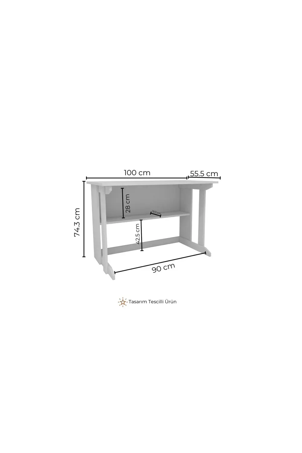 Pillar Kütüphaneli Geniş Çalışma Masası 100x56 Cm Çam