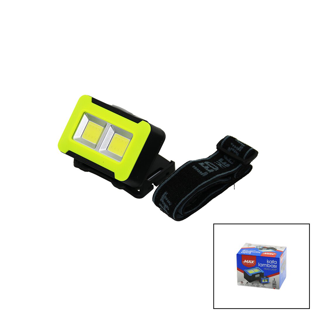 PİLLİ 3W COB LED KAFA LAMBASI FENER 3-KADEME IŞIK AYARI - FLAŞÖR 