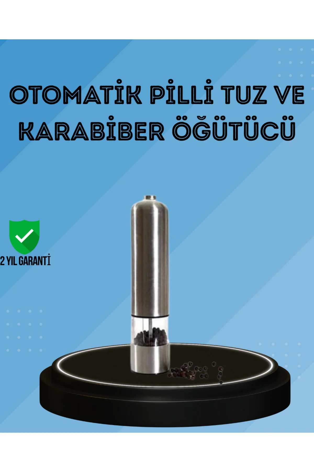 Pilli Baharat Değirmeni Karabiber Tuz ve Baharat Öğütücü