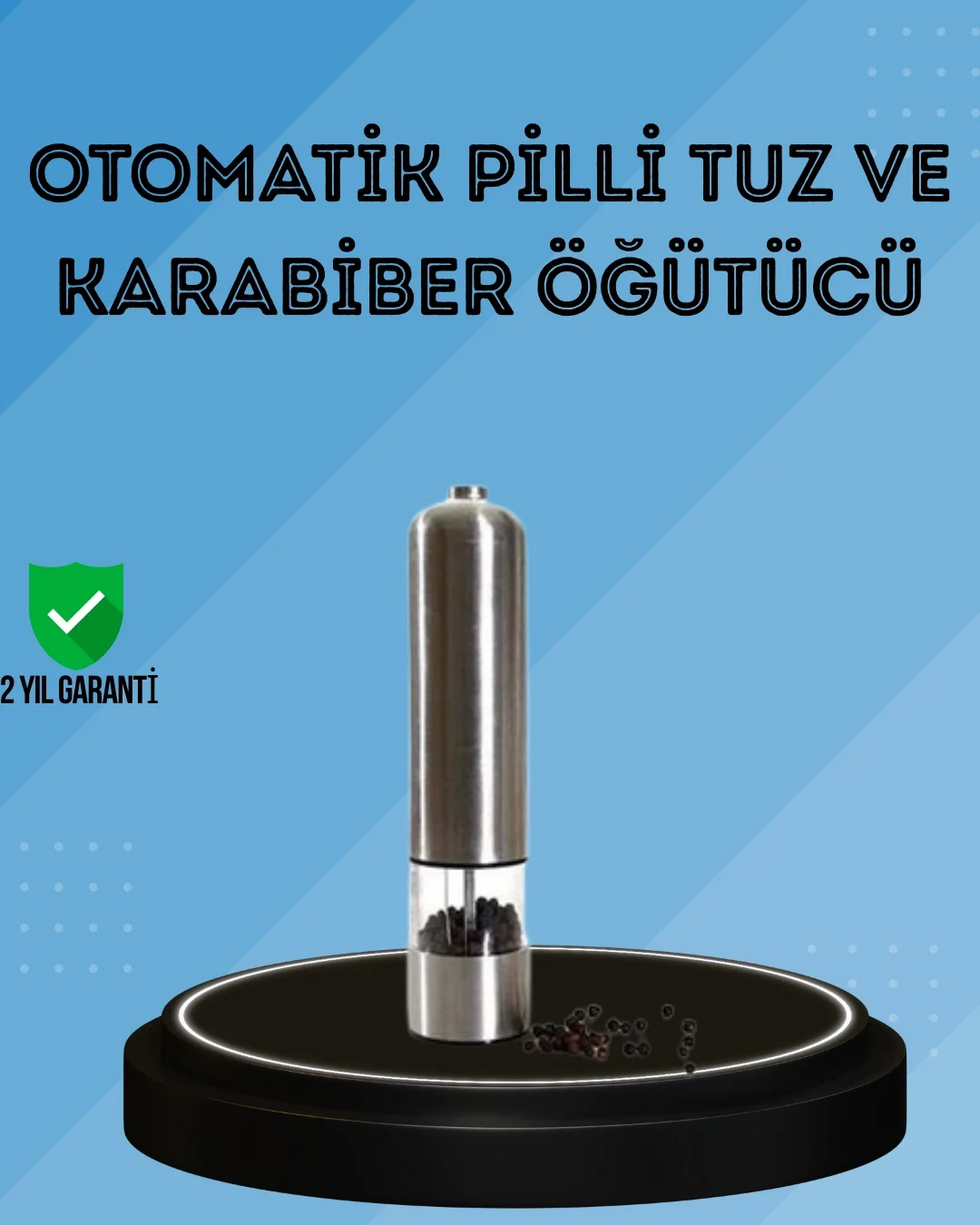 Pilli Baharat Değirmeni Karabiber Tuz ve Baharat Öğütücü Pilli Baharat Değirmeni Karabiber Tuz ve Baharat Öğütücü