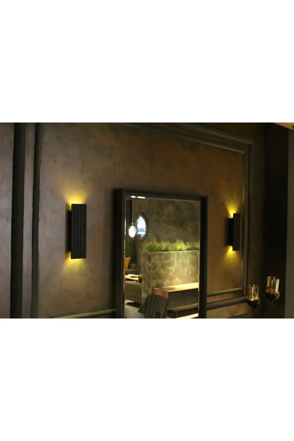 Pilli Dekoratif Duvar Aydınlatması Aplik Gece Lambası (SİYAH- GÜN