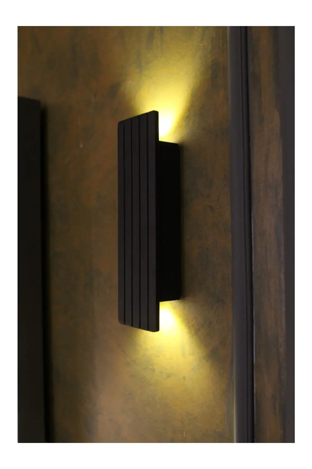 Pilli Dekoratif Duvar Aydınlatması Aplik Gece Lambası (SİYAH- GÜN