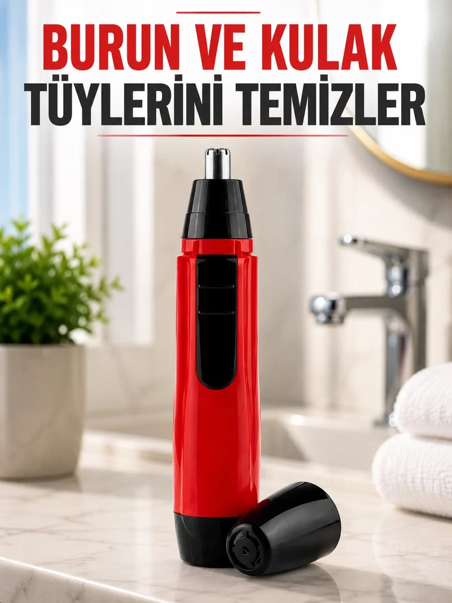 Pilli Ergonomik Yeni Nesil Kulak Burun Tüy Temizleme Makinası - Kırmızı Fiyatı, Yorumları ve Özellikleri