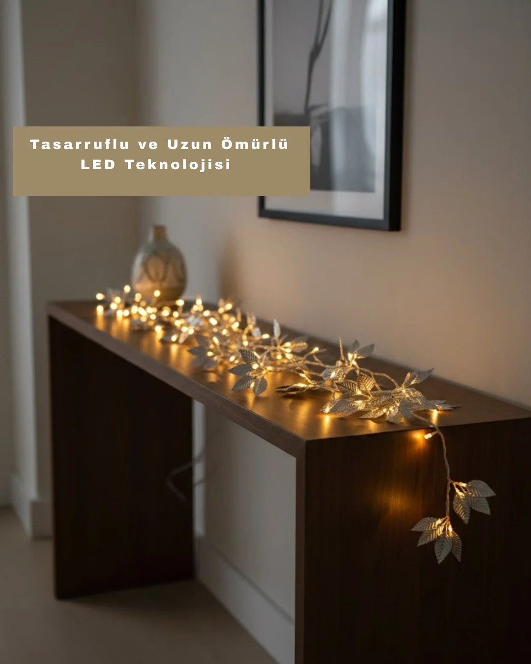 Pilli Gümüş Yaprak LED Işık Ev İçi ve Yılbaşı Dekor Aydınlatması