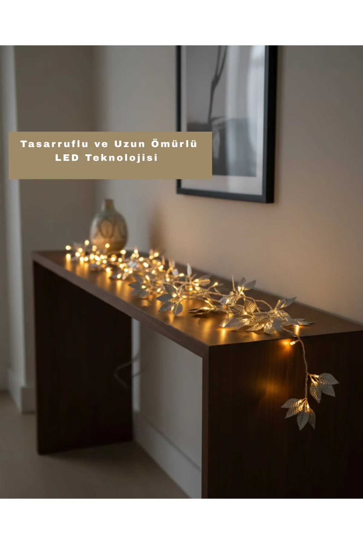 Pilli Gümüş Yaprak LED Işık Ev İçi ve Yılbaşı Dekor Aydınlatması