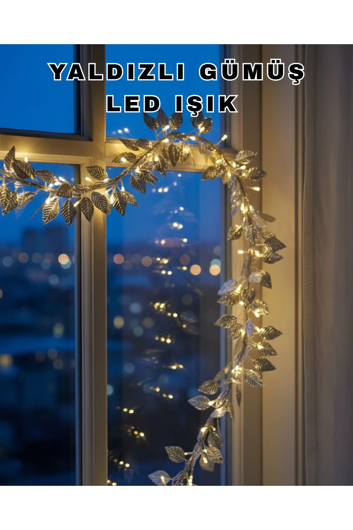 Pilli Gümüş Yaprak Led Işık Ev İçi Ve Yılbaşı Dekor Aydınlatması