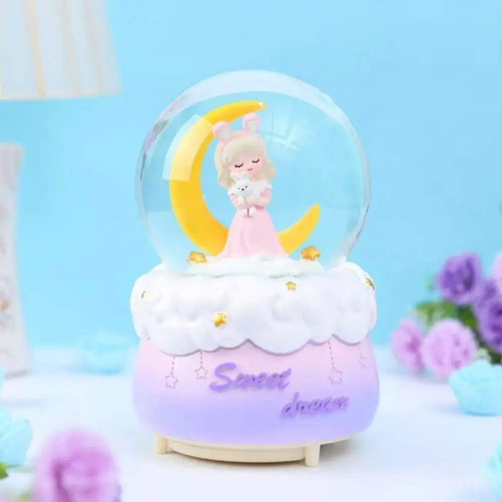 Pilli Işıklı Müzikli Kar Küresi–Hilal Ay Önünde Prenses Figürlü E