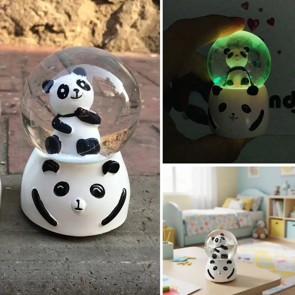 Pilli Işıklı Müzikli Kar Küresi–Sevimli Panda Figürlü Eğlenceli M