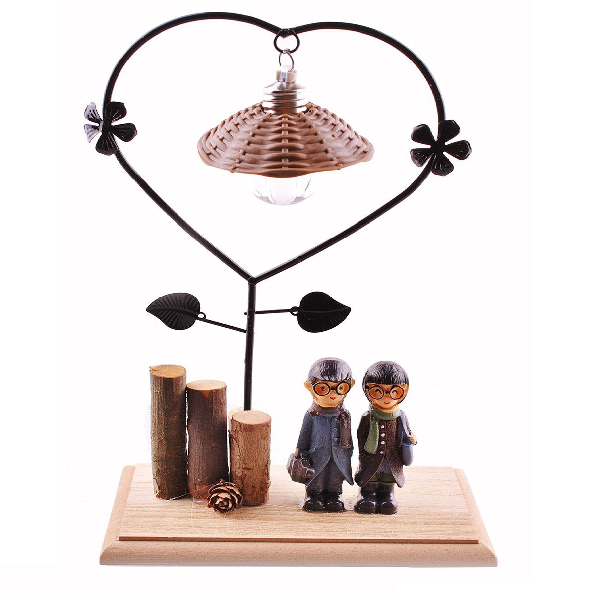 Pilli Işıklı Romantik Çift Tema Büyük Boy Dekoratif Ahşap Biblo ( Pilli Işıklı Romantik Çift Tema Büyük Boy Dekoratif Ahşap Biblo (