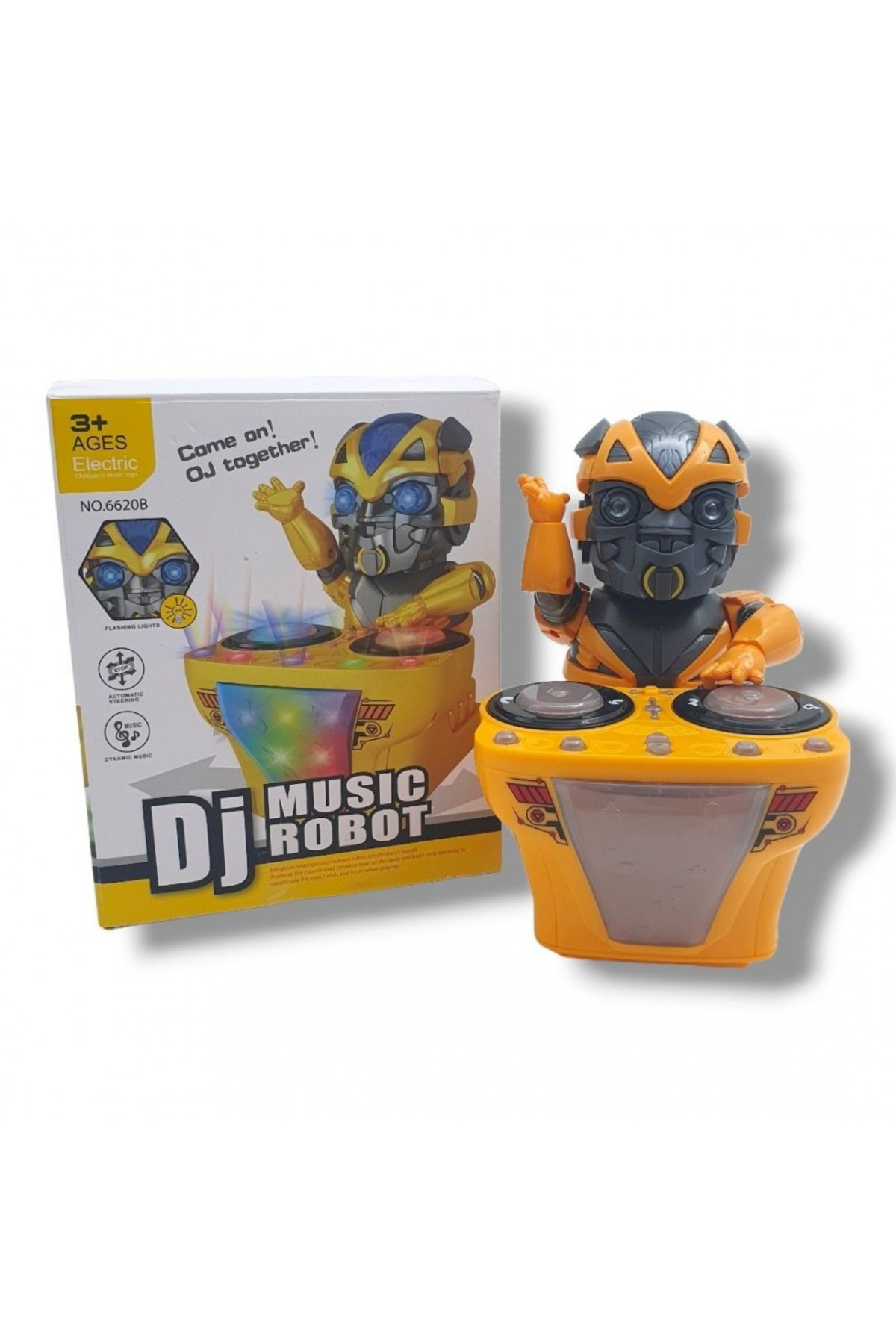 Pilli Işıklı Sesli DJ Music Robot