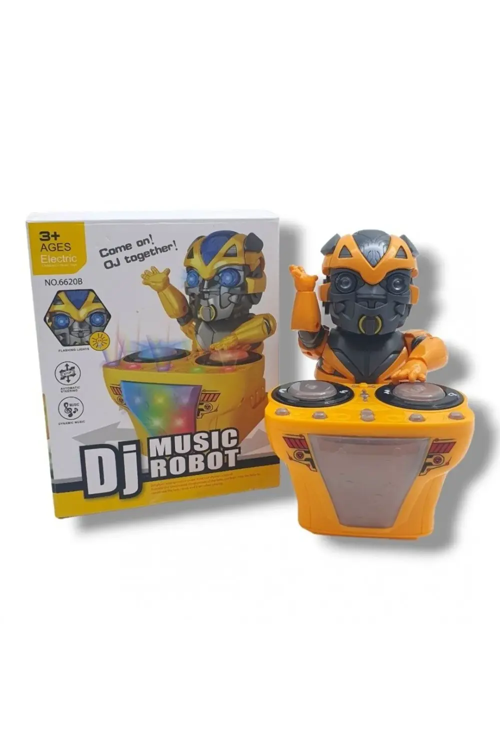 Pilli Işıklı Sesli DJ Music Robot