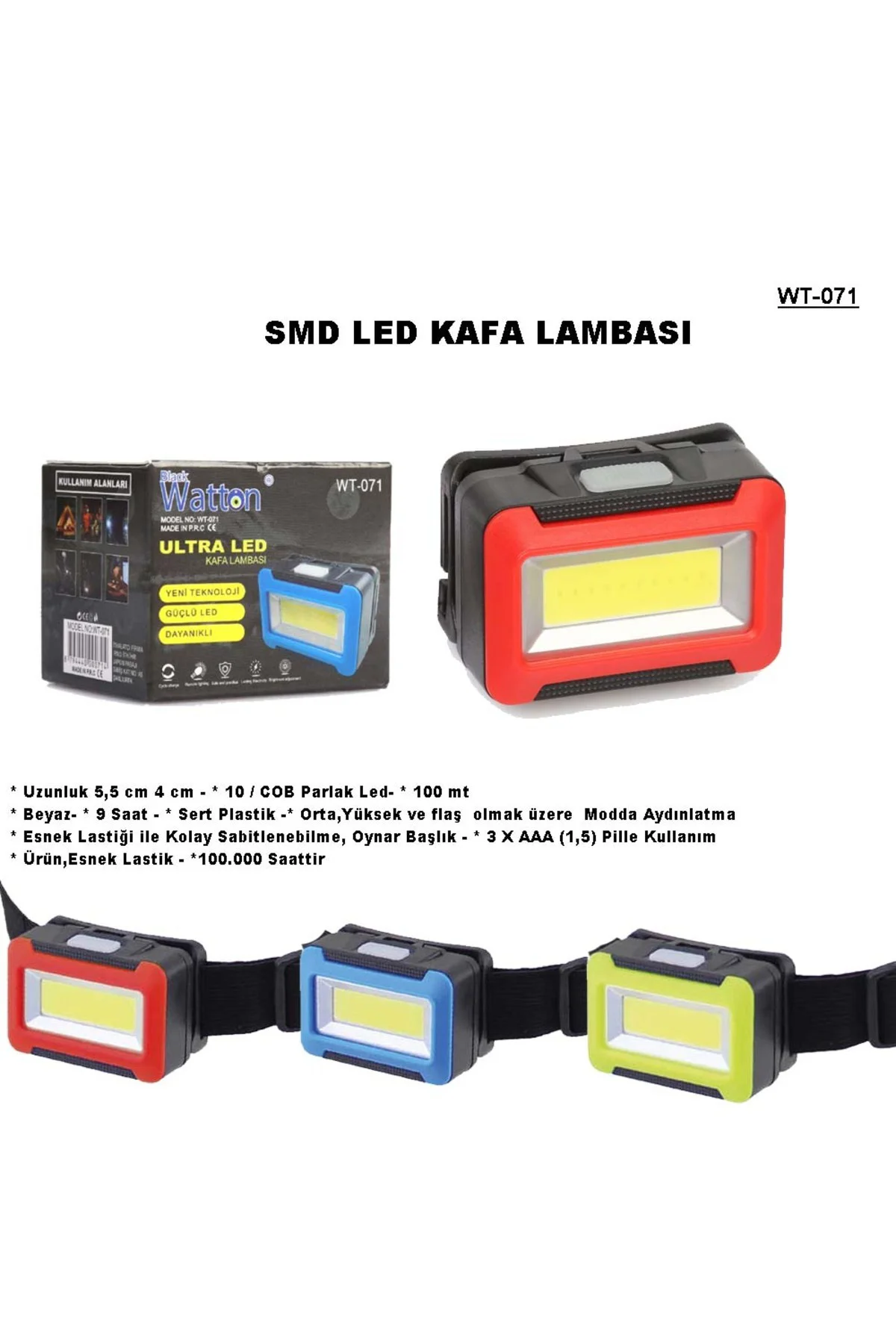 Pilli Kafa Lambası Watton Wt-071 Siyah