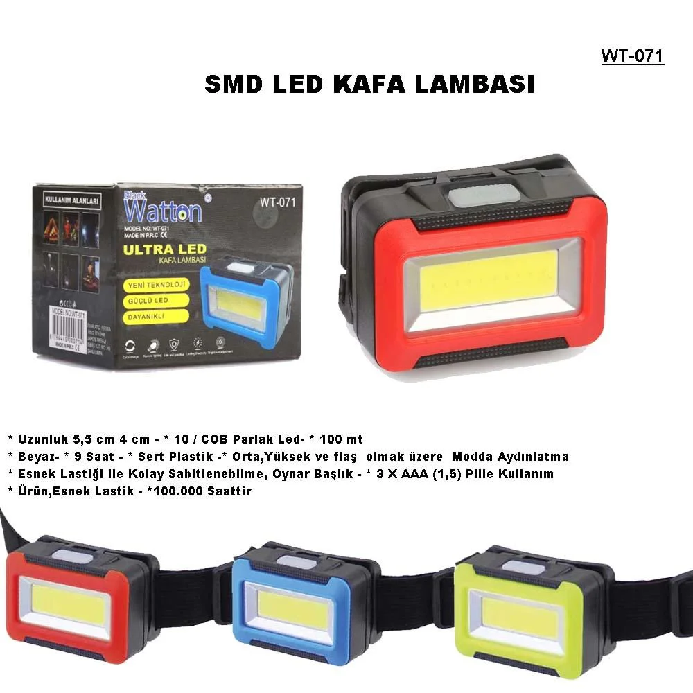 Pilli Kafa Lambası Wt-071 – 100m Menzil, 9 Saat Çalışma Süresi, 3 Modlu LED Fiyatı, Yorumları ve Özellikleri