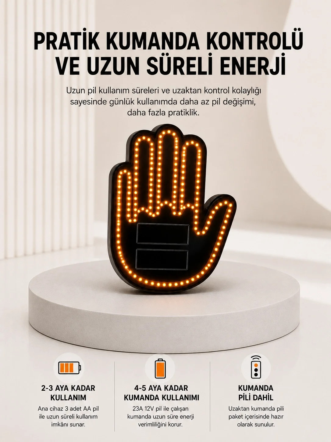 Pilli Led Işık Araç Camı İçin Uzaktan Kumandalı El Simgesi Fiyatı, Yorumları ve Özellikleri
