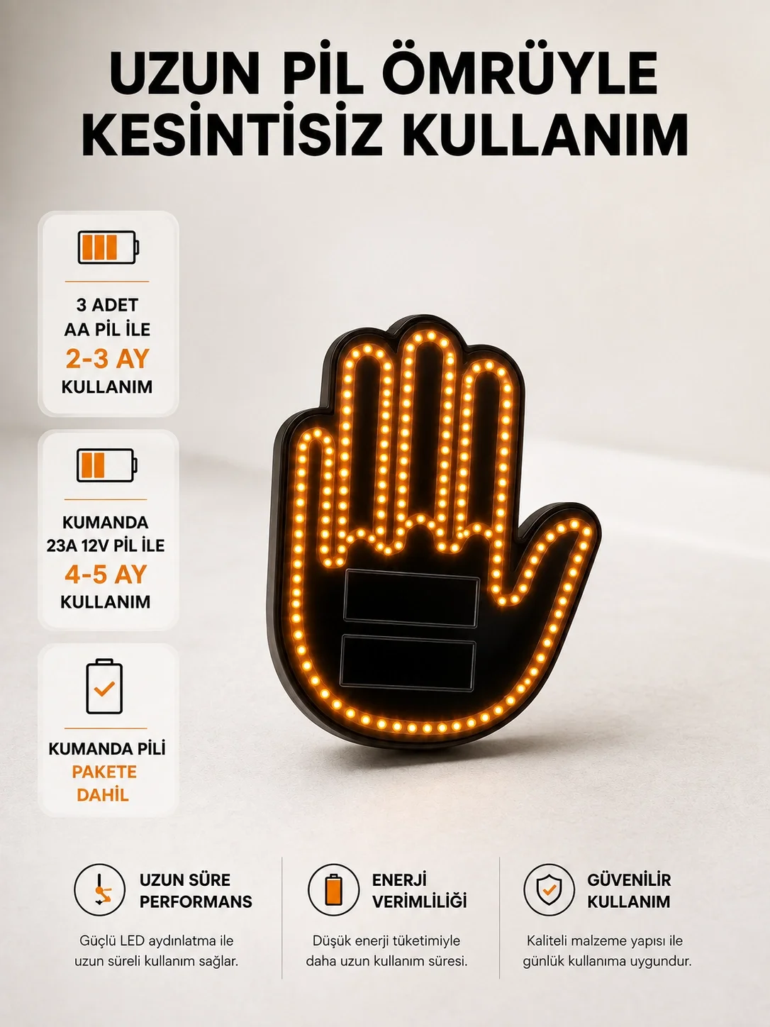 Pilli Led Işık Araç Camı İçin Uzaktan Kumandalı El Simgesi Fiyatı, Yorumları ve Özellikleri