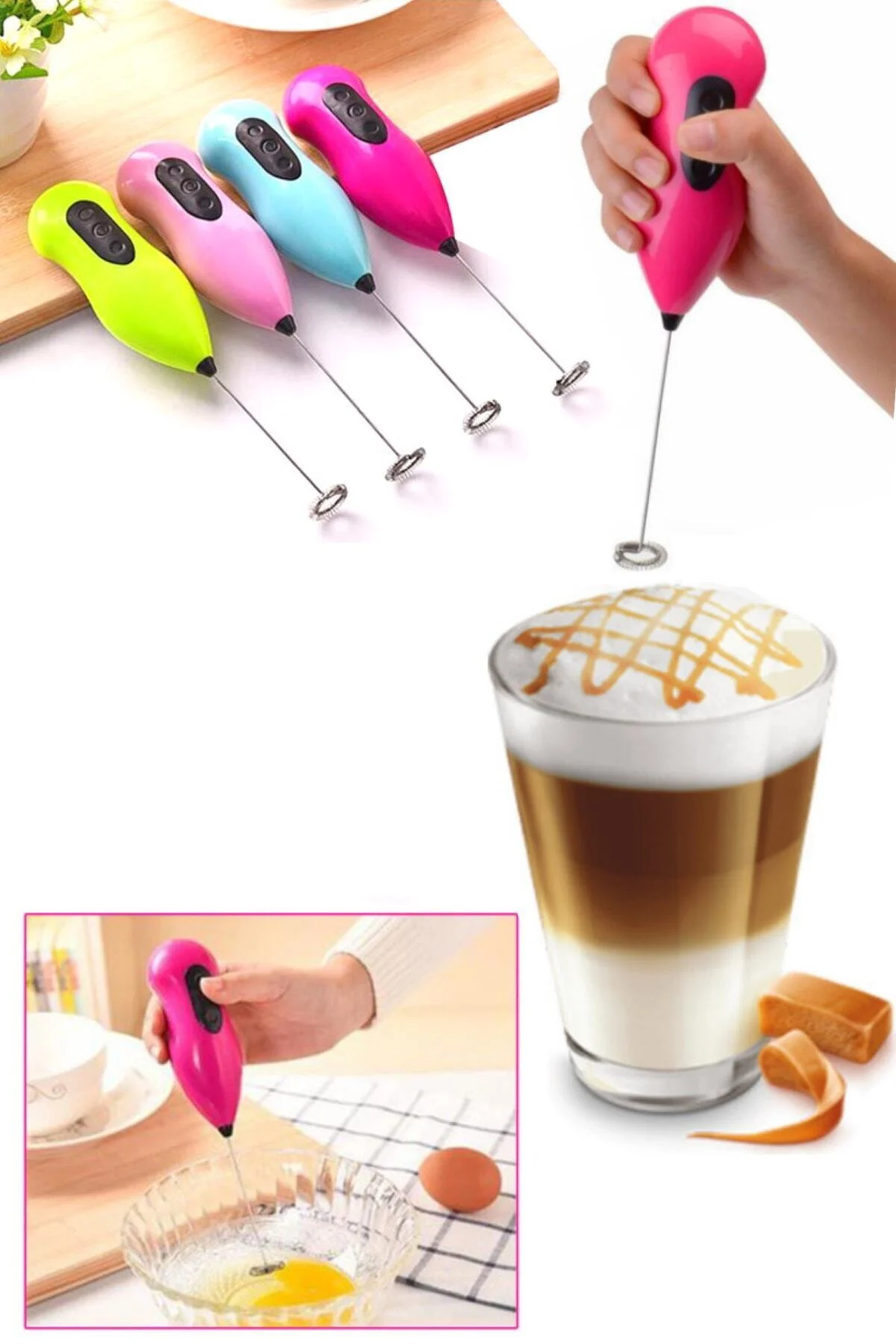 Pilli Lüks Kahve Köpürtücü Çırpıcı - Cappuccino Köpürtücü