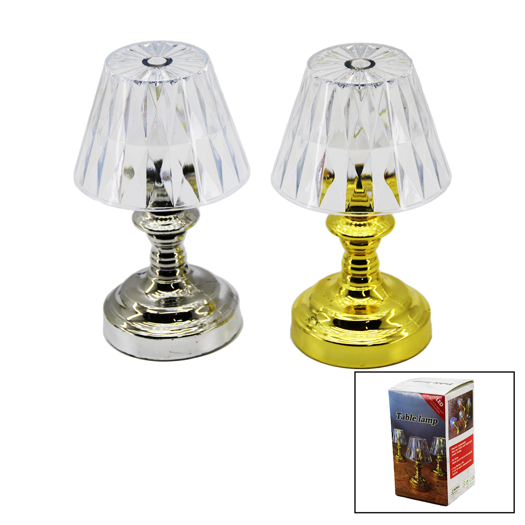 PİLLİ MİNİ KLASİK MODEL LED ABAJUR MİKA KRİSTAL BAŞLIK - GOLD - K