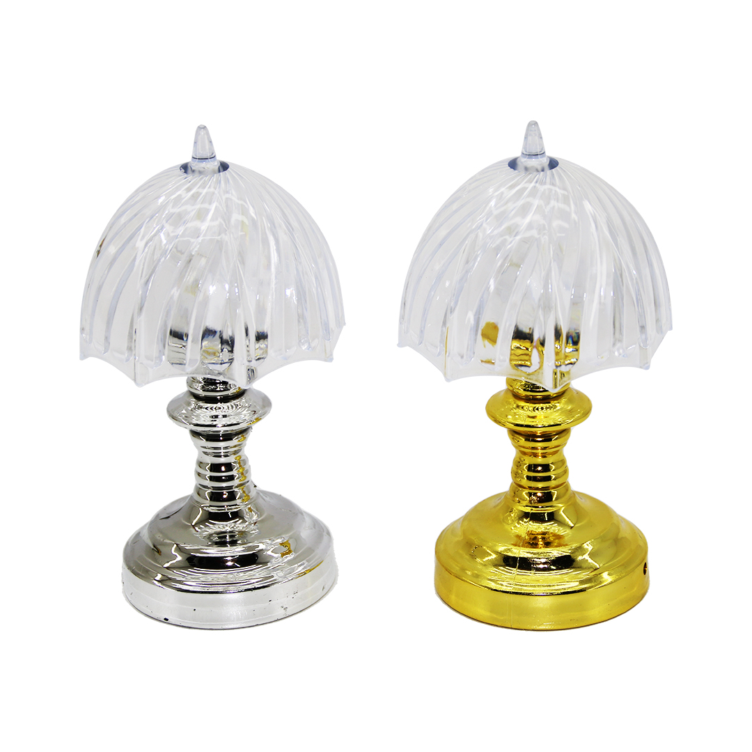 PİLLİ MİNİ ŞEMSİYE MODELİ LED LAMBA ABAJUR MİKA KRİSTAL BAŞLIK - 