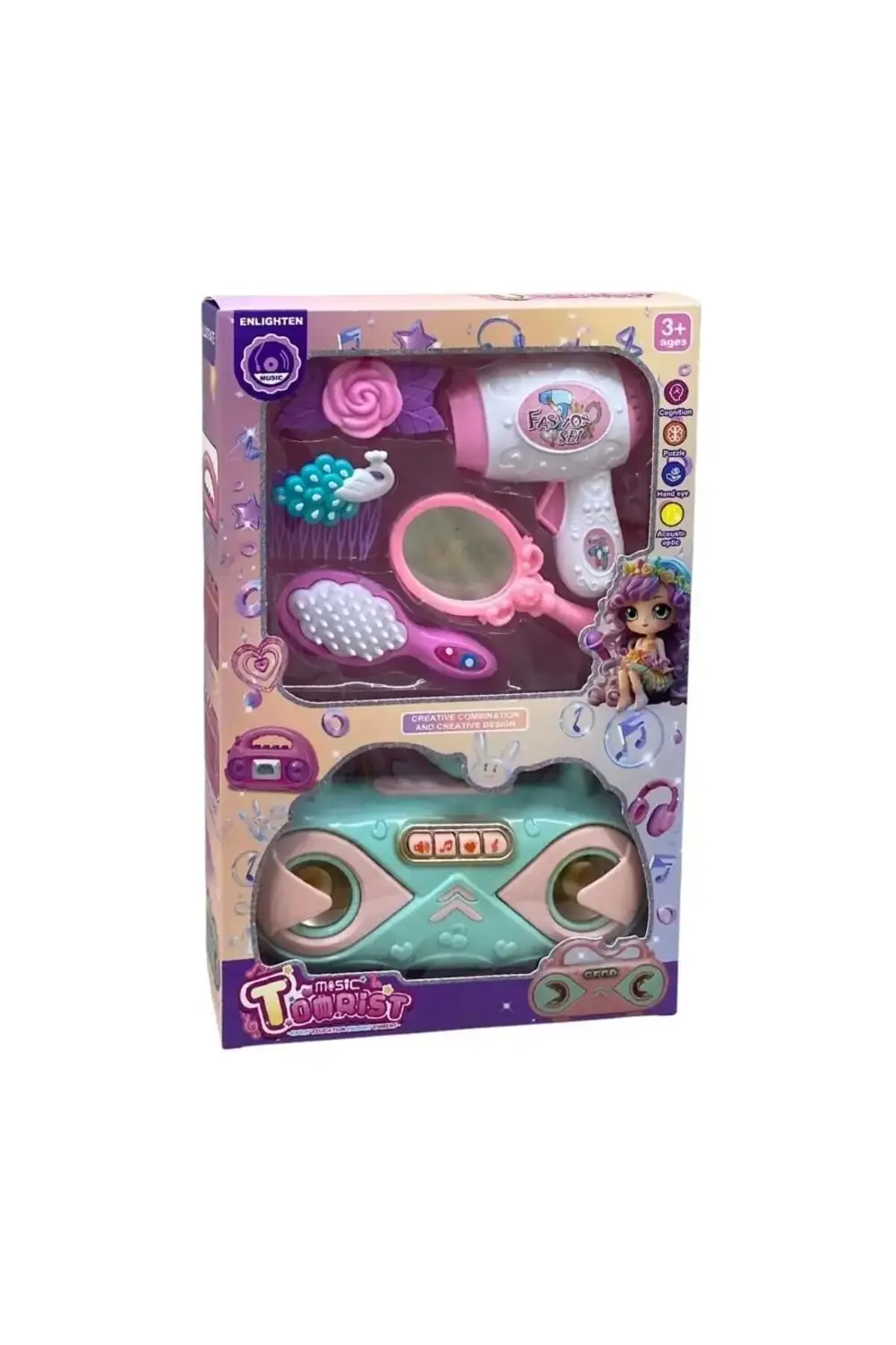 Pilli Sesli Müzikli Radyolu Güzellik Seti Kız Çocuk Evcilik Oyunc