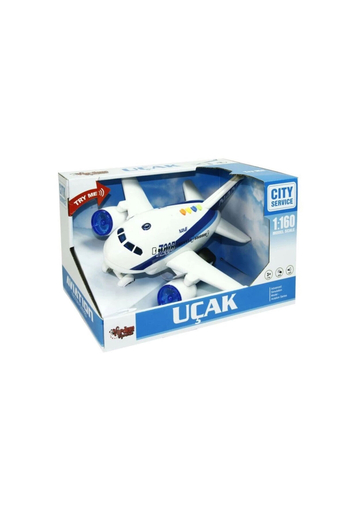 Vardem Pilli Sesli Ve İşikli Sürtmeli Yolcu Uçak 1:16 Ölçek