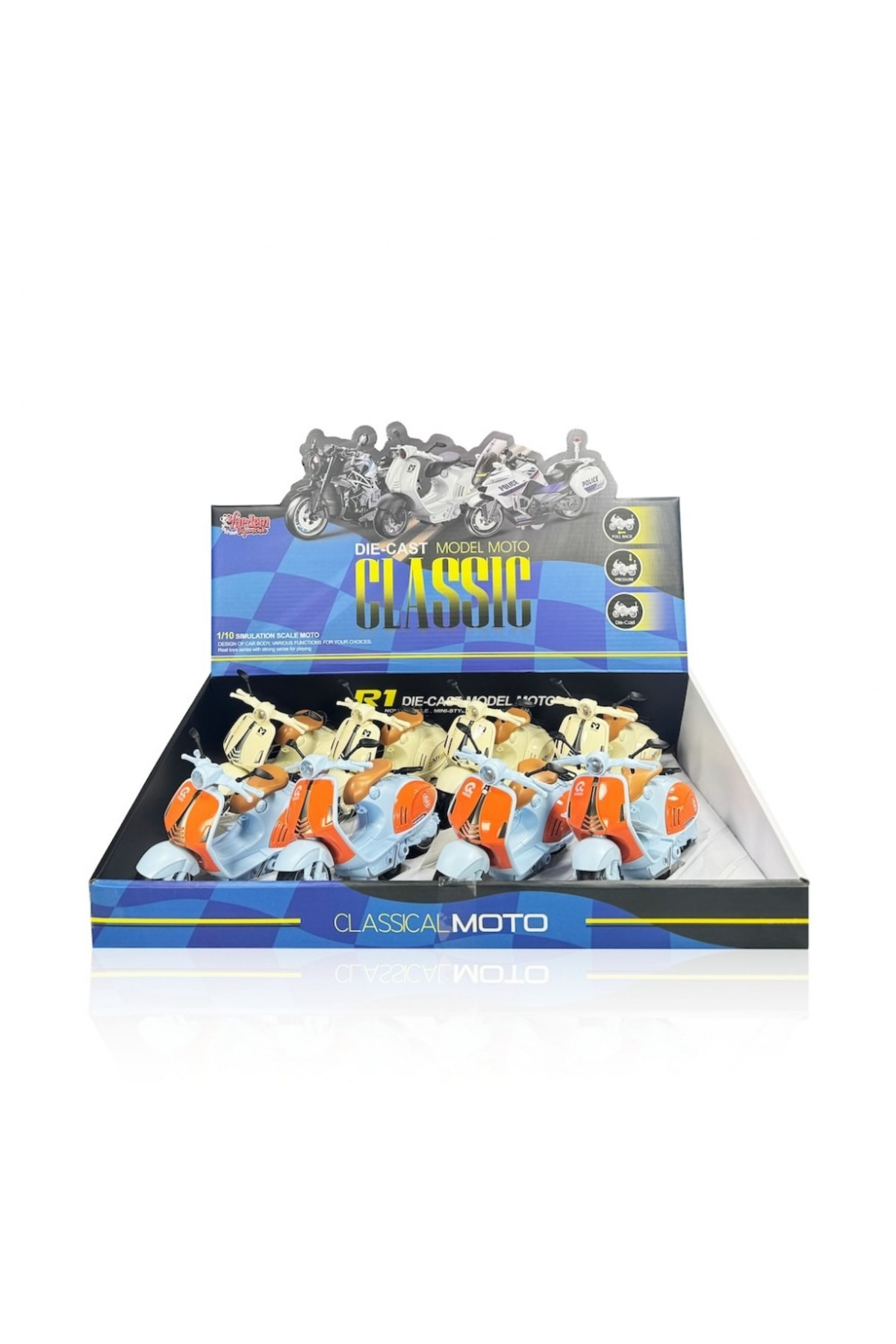 Oyuncak Store Pilli Sesli Ve İşıklı 1:10 Ölçek Die-Cast Clasic Vp Motosiklet Çe