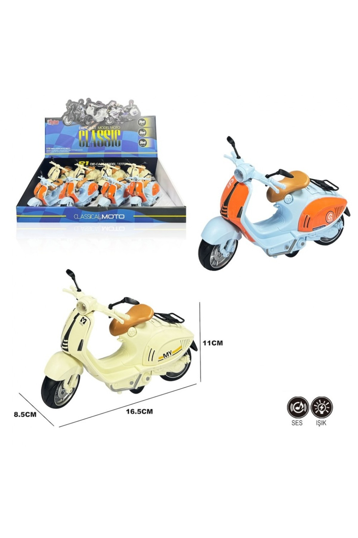 Oyuncak Store Pilli Sesli Ve İşıklı 1:10 Ölçek Die-Cast Clasic Vp Motosiklet Çe