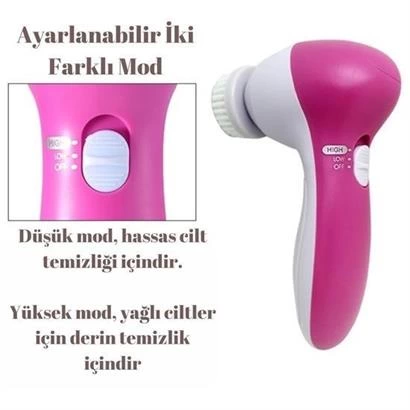 Pilli Yüz Cilt Temizleme Cihazı Siyah Nokta Peeling Fırça Seti Vü