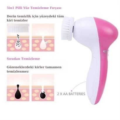 Pilli Yüz Cilt Temizleme Cihazı Siyah Nokta Peeling Fırça Seti Vü