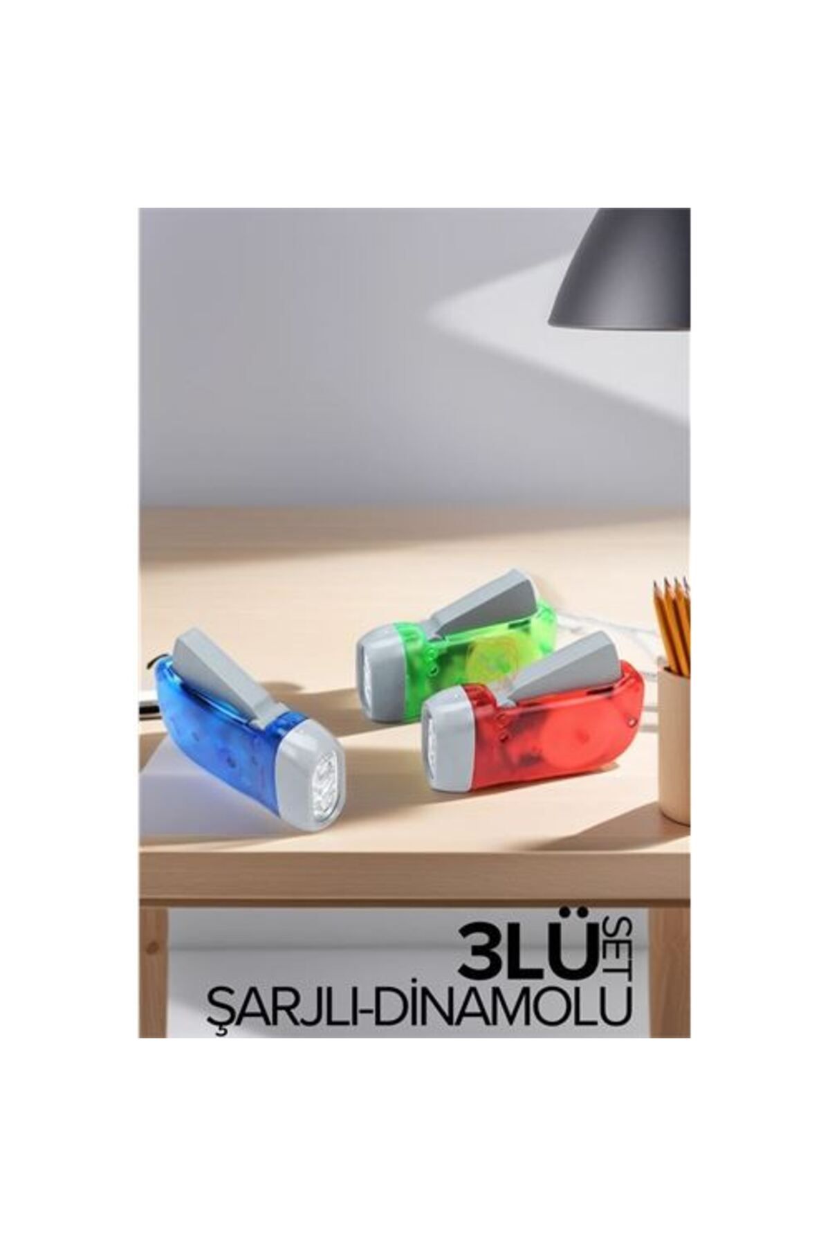 Modacar Pilsiz Dinamolu El Feneri 3 Lü Aile Paketi