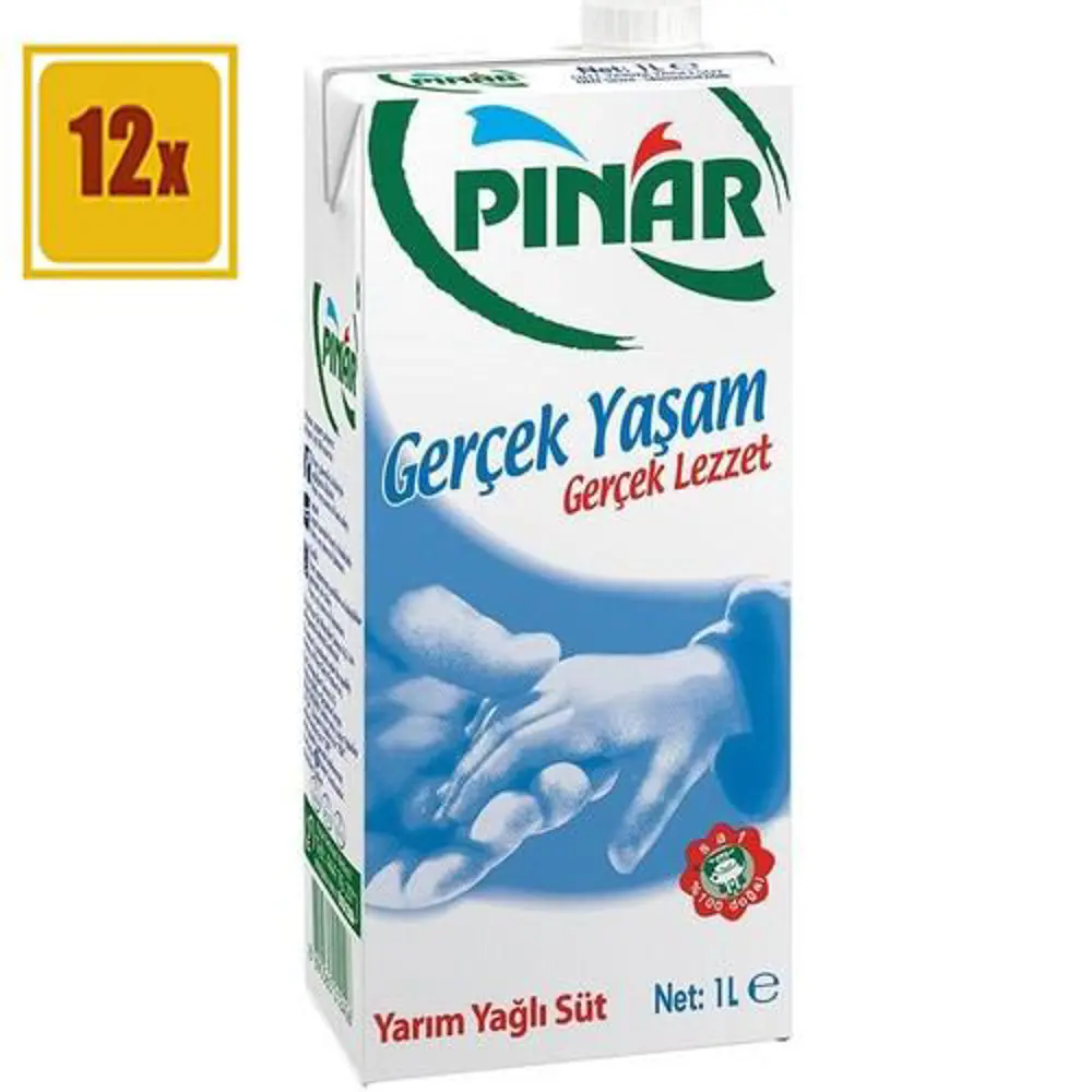 Pınar Süt Yarım Yağlı 1 Lt 12’li Paket