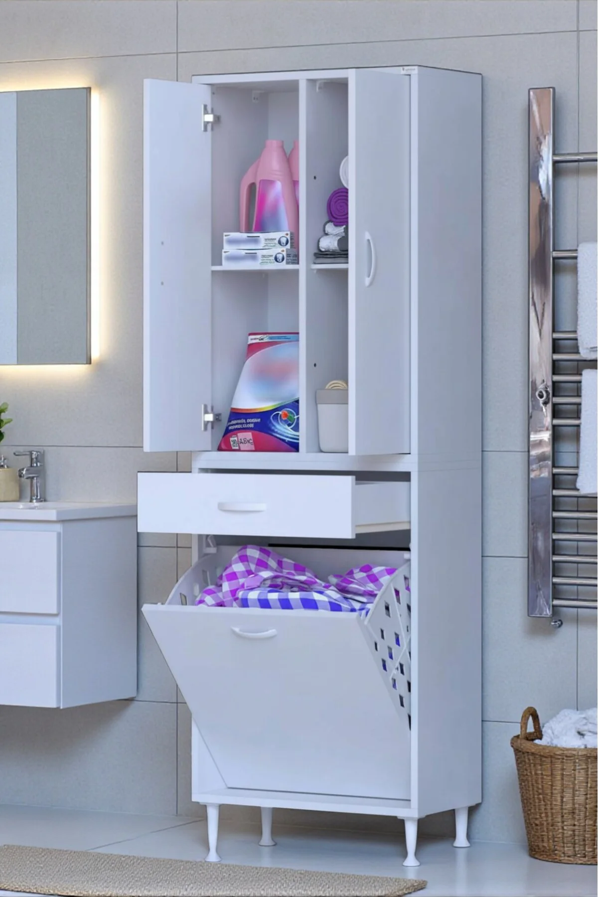 Pine 60 cm Genişlikte Dolap 60x171x32,5 cm Banyo/Mutfak Dolabı İk